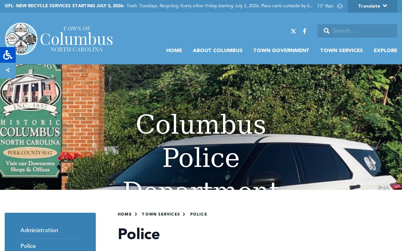 Columbus criminal records police department contact page
