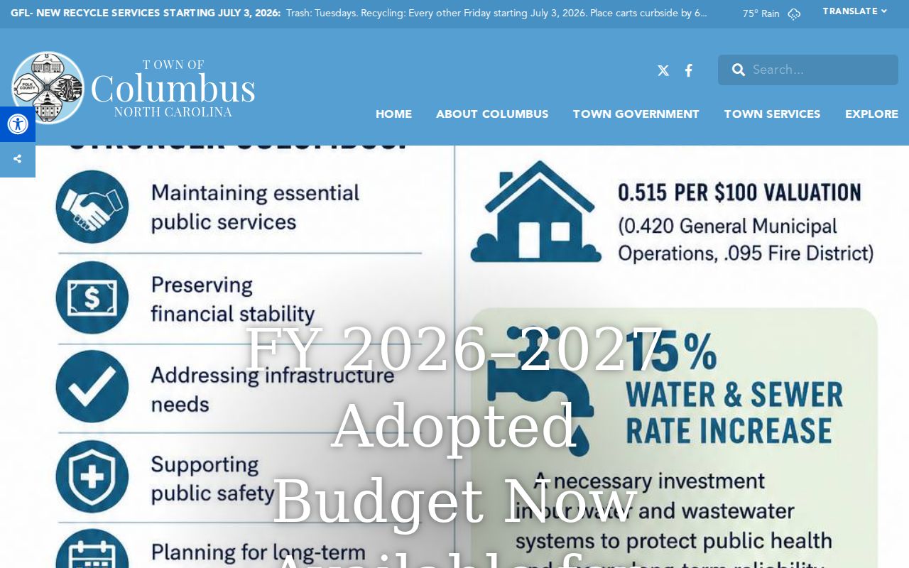 Columbus criminal records and Town of Columbus official page