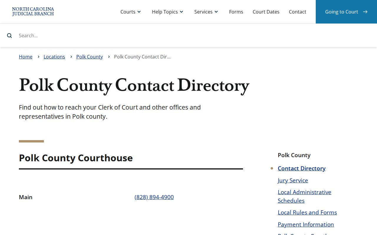 Polk County criminal court case contact directory