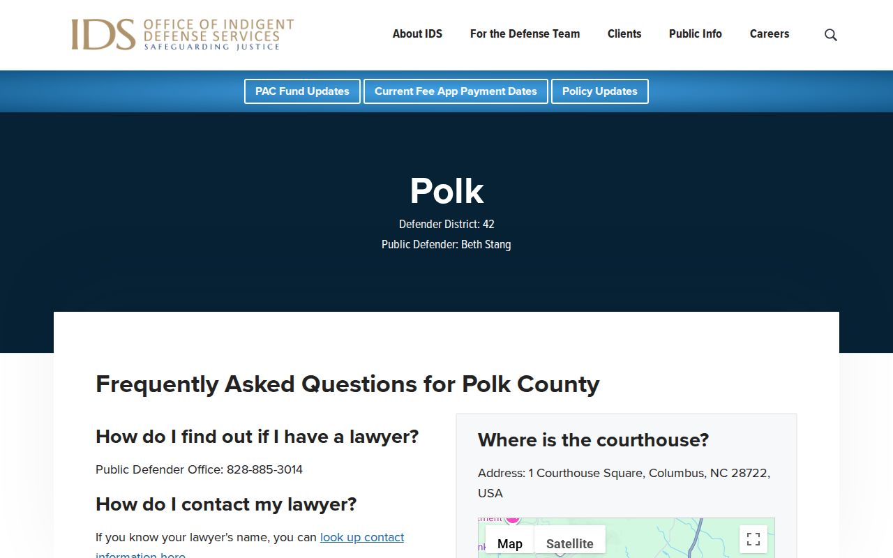 Polk County criminal court case indigent defense information