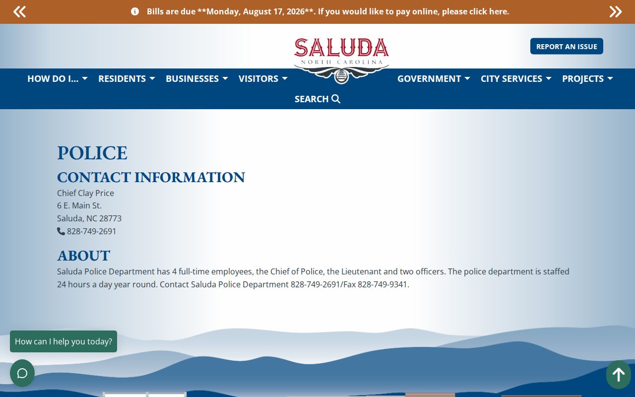 Saluda criminal records police department contact page